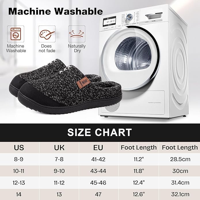 sizing chart for house slippers