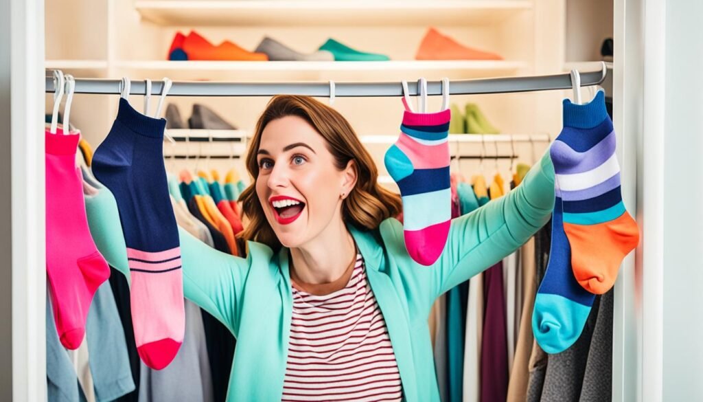 Choosing colorful socks for outfit combinations